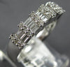 ESTATE 1.13CT DIAMOND 18KT WHITE GOLD 3D ROUND & BAGUETTE 3 ROW ANNIVERSARY RING