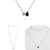 1.35CT DIAMOND & AAA SAPPHIRE 14KT YELLOW GOLD PEAR SHAPE & ROUND LOVE NECKLACE