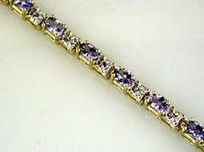 4.67CT DIAMOND & AAA TANZANITE 14KT YELLOW GOLD 3D OVAL & ROUND TENNIS BRACELET