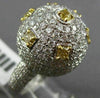 EXTRA LARGE 3.50CT WHITE & INTENSE YELLOW DIAMOND 18KT WHITE GOLD PAVE DOME RING