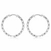 1.92CT DIAMOND & AAA SAPPHIRE 14KT WHITE GOLD MULTI FLOWER HOOP HANGING EARRINGS