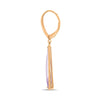 2.11CT DIAMOND & AAA PINK AMETHYST 14KT ROSE GOLD 3D TRIANGULAR HANGING EARRINGS