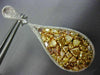 LARGE 11.85CT WHITE & FANCY YELLOW DIAMOND 18K 2 TONE GOLD PEAR HANGING EARRINGS