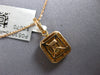 ESTATE .49CT DIAMOND 18KT ROSE GOLD ROUND & BAGUETTE CLUSTER SQUARE HALO PENDANT
