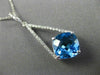 ESTATE LARGE 4.52CT DIAMOND & AAA BLUE TOPAZ 14KT WHITE GOLD TRIANGULAR PENDANT
