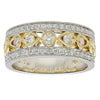 ESTATE .71CT DIAMOND 18K TWO TONE GOLD MULTI ROW BEZEL MILGRAIN ANNIVERSARY RING