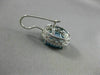 ESTATE MASSIVE 9.90CT DIAMOND & BLUE TOPAZ 14KT WHITE GOLD OVAL HANGING EARRINGS