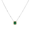 6.60CT DIAMOND & AAA EMERALD 18KT 2 TONE GOLD EMERALD CUT & ROUND BEZEL NECKLACE
