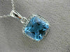 ESTATE LARGE 5.22CT DIAMOND & AAA BLUE TOPAZ 14KT WHITE GOLD HALO SQUARE PENDANT