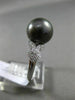 ESTATE .16CT DIAMOND 18KT WHITE GOLD 3D TAHITIAN PEARL FLOWER LEAF SOLITARE RING