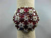 ESTATE EXTRA LARGE 6.50CT DIAMOND & AAA RUBY 14K YELLOW GOLD FLOWER RING#22260