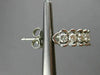 ESTATE WIDE 1CT DIAMOND 14KT WHITE GOLD 3D FLORAL UMBRELLA HOOP HANGING EARRINGS