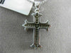 ESTATE .20CT DIAMOND 14KT WHITE GOLD 3D CLASSIC FILIGREE MILGRAIN CROSS PENDANT