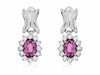 ESTATE 1.22CT DIAMOND & AAA PINK SAPPHIRE 14KT WHITE GOLD FLOWER HALO EARRINGS
