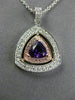 LARGE 1.15CT DIAMOND & AAA AMETHYST 14K WHITE & ROSE GOLD 3D DOUBLE HALO PENDANT