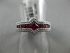 ESTATE 1.57CT DIAMOND & AAA RUBY 18KT WHITE GOLD 3D SIDEWAYS SQUARE PROMISE RING
