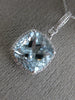 ESTATE LARGE 3.56CT DIAMOND & AAA AQUAMARINE 14K WHITE GOLD 3D SQUARE PENDANT