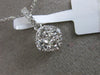 ESTATE .63CT DIAMOND 18K WHITE GOLD SQUARE CLUSTER FLOATING PENDANT CHAIN F/G VS