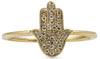 ESTATE .12CT DIAMOND 14KT WHITE GOLD 3D ROUND CHAMSA HAMSA LUCKY HAND FUN RING