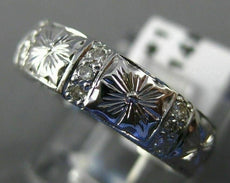 ANTIQUE .36CT DIAMOND 14K GOLD FLOWER FILIGREE ETERNITY ANNIVERSARY  RING #11990