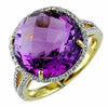 LARGE 10.02CT DIAMOND & AAA AMETHYST 14KT YELLOW GOLD 3D ROUND HALO FUN RING