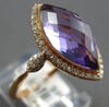 LARGE 3.4CT DIAMOND & AAA AMETHYST 14KT ROSE GOLD MARQUISE & ROUND HALO FUN RING