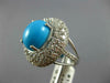 ESTATE LARGE 9.86CT DIAMOND & AAA TURQUOISE 14KT WHITE GOLD OVAL FUN RING #1997