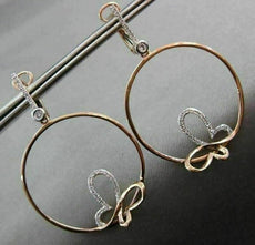 ESTATE LARGE .33CT DIAMOND 14K 2 TONE GOLD BUTTERFLY CIRCULAR LEVERBACK EARRINGS