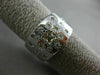 ESTATE WIDE .52CT WHITE & FANCY YELLOW DIAMOND 18KT WHITE GOLD FLOWER LOVE RING