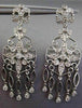 ESTATE LARGE 1.21CT DIAMOND 14KT WHITE GOLD CHANDELIER FLOWER HANGING EARRINGS