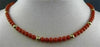 ESTATE AAA RED CORAL & GOLD BEADS 14KT Y GOLD NECKLACE & FILIGREE LOCK 5MM 22069