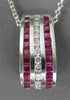 ESTATE LARGE 1.57CTW DIAMONDS & AAA RUBY 14KT WHITE GOLD SLIDE PENDANT & CHAIN