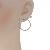 1.57CT DIAMOND 18K WHITE GOLD CIRCULAR CRISS CROSS SIDEWAY HOOP HANGING EARRINGS