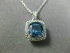 ESTATE 2.27CT AAA LONDON BLUE TOPAZ & WHITE SAPPHIRE 14K WHITE GOLD HALO PENDANT