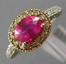 WIDE 1.50CT DIAMOND & AAA PINK SAPPHIRE 14K WHITE & ROSE GOLD 3D ENGAGEMENT RING