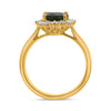 WIDE 2.69CT DIAMOND & AAA GREEN SAPPHIRE 18KT YELLOW GOLD FLOWER ENGAGEMENT RING
