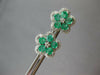 ESTATE 1.80CT DIAMOND & AAA EMERALD 18KT WHITE GOLD CLASSIC FLOWER STUD EARRINGS