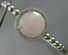 ESTATE LARGE .50CT DIAMOND & PINK QUARTZ 14K WHITE GOLD CIRCULAR BANGLE BRACELET