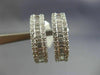 ESTATE WIDE 1.52CT ROUND & BAGUETTE DIAMOND 18KT WHITE GOLD 3D HUGGIE EARRINGS