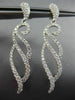 ESTATE LARGE 1.19CT ROUND DIAMOND 18KT WHITE GOLD 3D WAVE LEAF HANGING EARRINGS