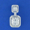 ESTATE 1.35CT DIAMOND 18KT WHITE GOLD ROUND & BAGUETTE DOUBLE SQUARE FUN PENDANT