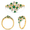ESTATE WIDE .74CT DIAMOND & AAA EMERALD 14KT YELLOW GOLD 3D CLUSTER FUN RING