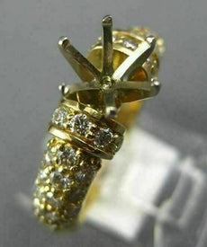 ESTATE .72CT DIAMOND 14KT YELLOW GOLD 3D ROUND PAVE SEMI MOUNT ENGAGEMENT RING