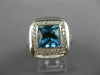 ESTATE LARGE 3.60CT DIAMOND & AAA BLUE TOPAZ 18K WHITE GOLD 3D HALO ITALIAN RING