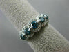 WIDE 1.23CT WHITE & BLUE DIAMOND 14K WHITE GOLD 5 STONE WEDDING ANNIVERSARY RING