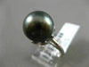 ESTATE LARGE .38CT DIAMOND 18KT WHITE GOLD TAHITIAN PEARL FLOWER SOLITARE RING