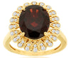 EXTRA LARGE 5.83CT DIAMOND & AAA GARNET 14KT YELLOW GOLD 3D OVAL FLOWER FUN RING