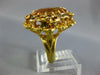 ANTIQUE LARGE 6.20CT AAA CITRINE 18KT YELLOW GOLD 3D OVAL FLOWER RING