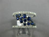 ESTATE WIDE .98CT DIAMOND & AAA SAPPHIRE 14K WHITE GOLD CLUSTER ANNIVERSARY RING
