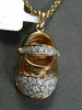 ESTATE .43CT DIAMOND 14KT WHITE & ROSE GOLD BABY SHOE FLOATING PENDANT & CHAIN